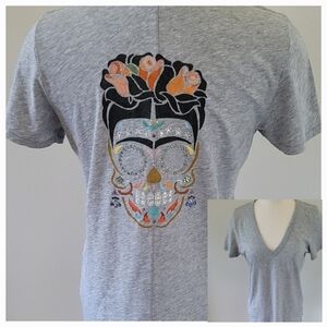 Gray Graphic V-Neck Women’s T-shirt